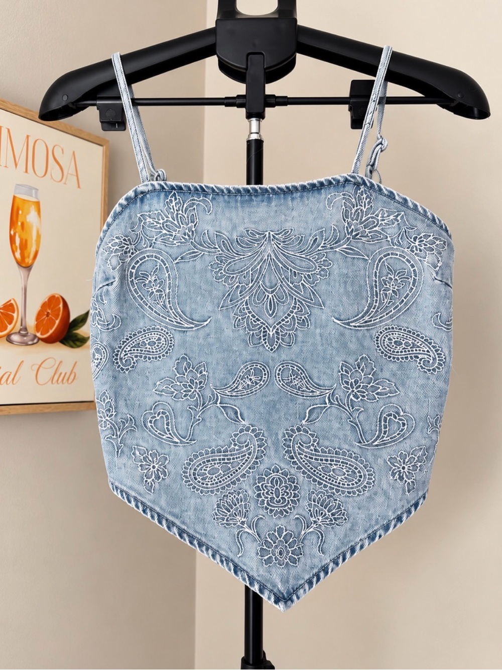 NWT Raisonnel Denim Paisley Bandana Top M Anthropologie RT1255